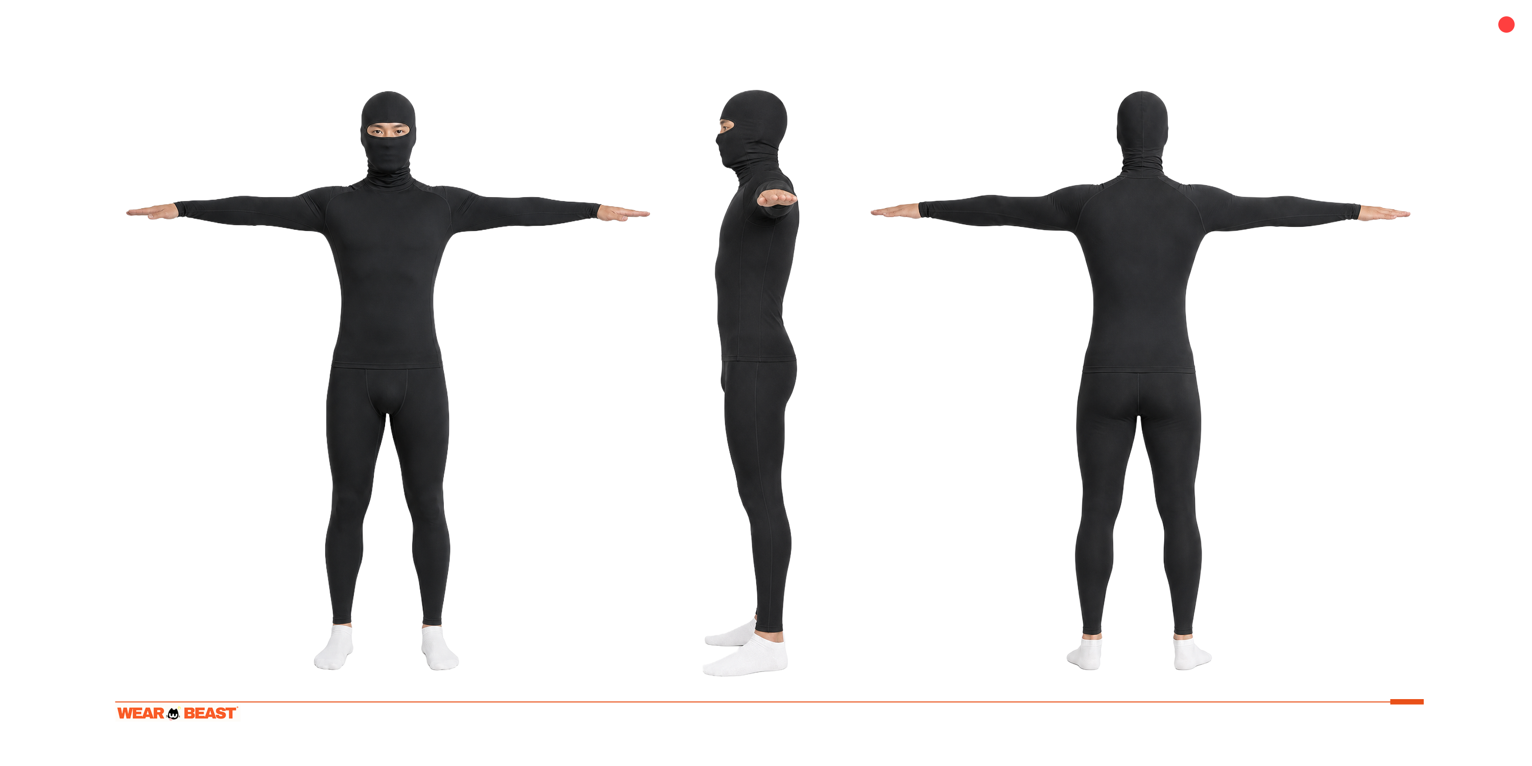 정면, 측면, 후면 T-pose 촬영 예시